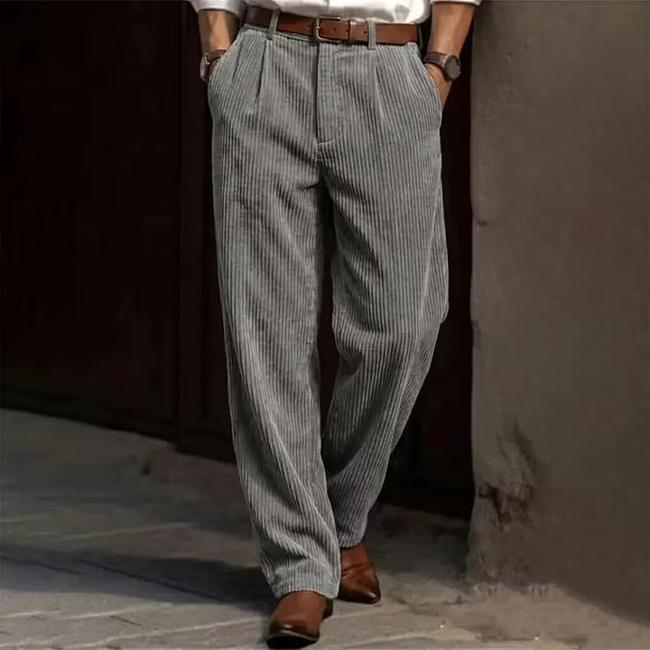 ✨Vertical Stripe Pleated Wide‑Leg Trousers