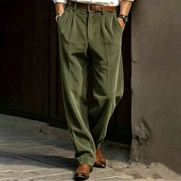 ✨Vertical Stripe Pleated Wide‑Leg Trousers