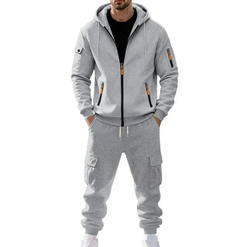 Men's Winter Fleece-Lined Hoodie  + Drawstring Joggers, Streetwear Outfit