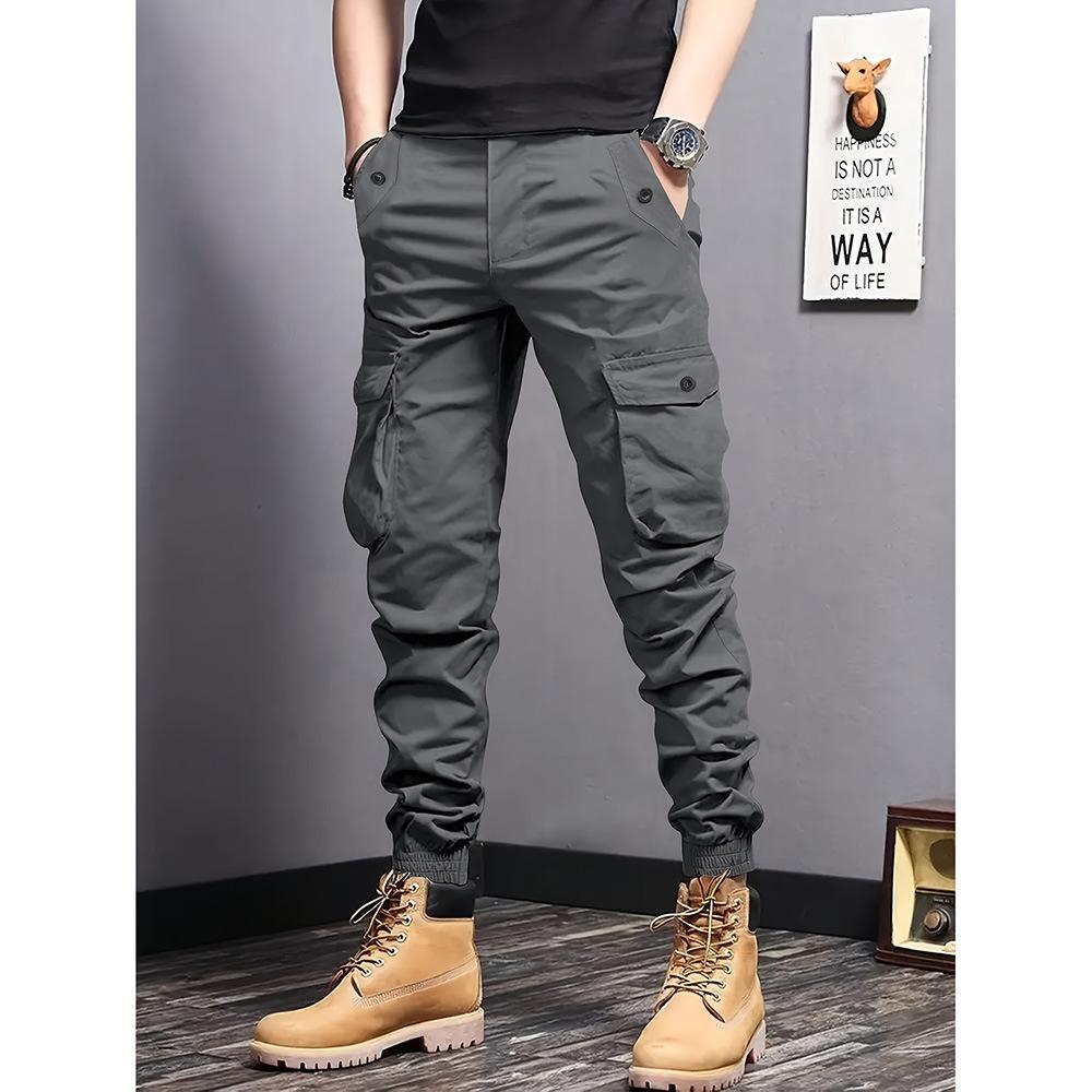 Men Slim Fit Cargo Joggers Multi Pocket Tactical Utility Pants