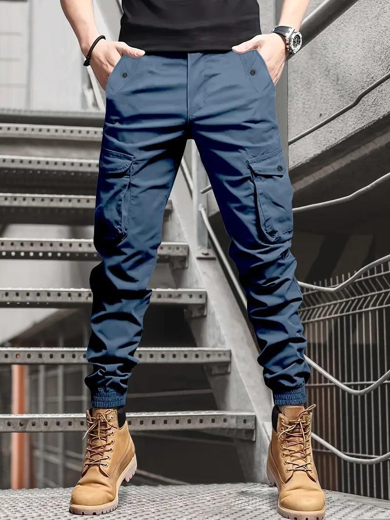 Men Slim Fit Cargo Joggers Multi Pocket Tactical Utility Pants